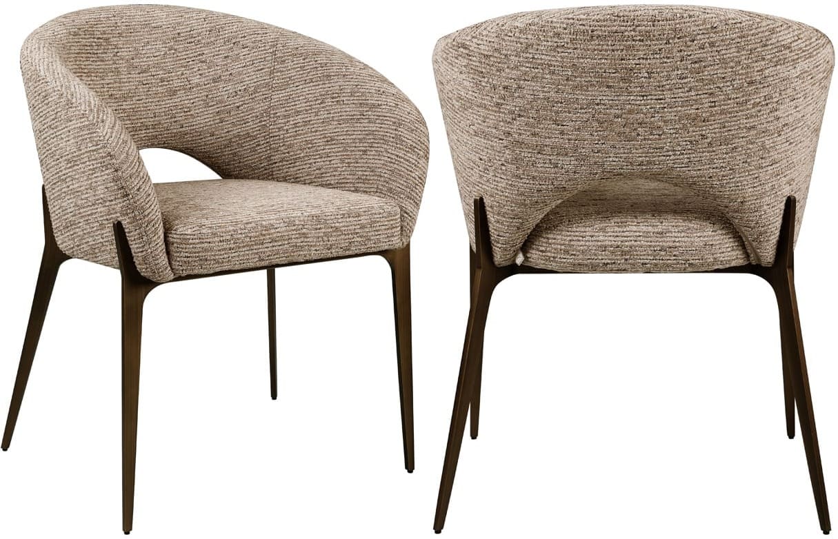 Richmond Interiors Eetkamerstoel Kenzi mocca linear fire retardant Eetkamerstoel