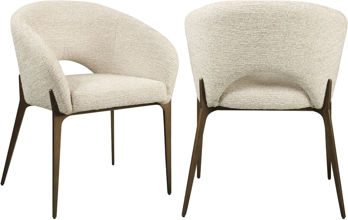 Richmond Interiors Eetkamerstoel Kenzi natural linear fire retardant Beige Eetkamerstoel