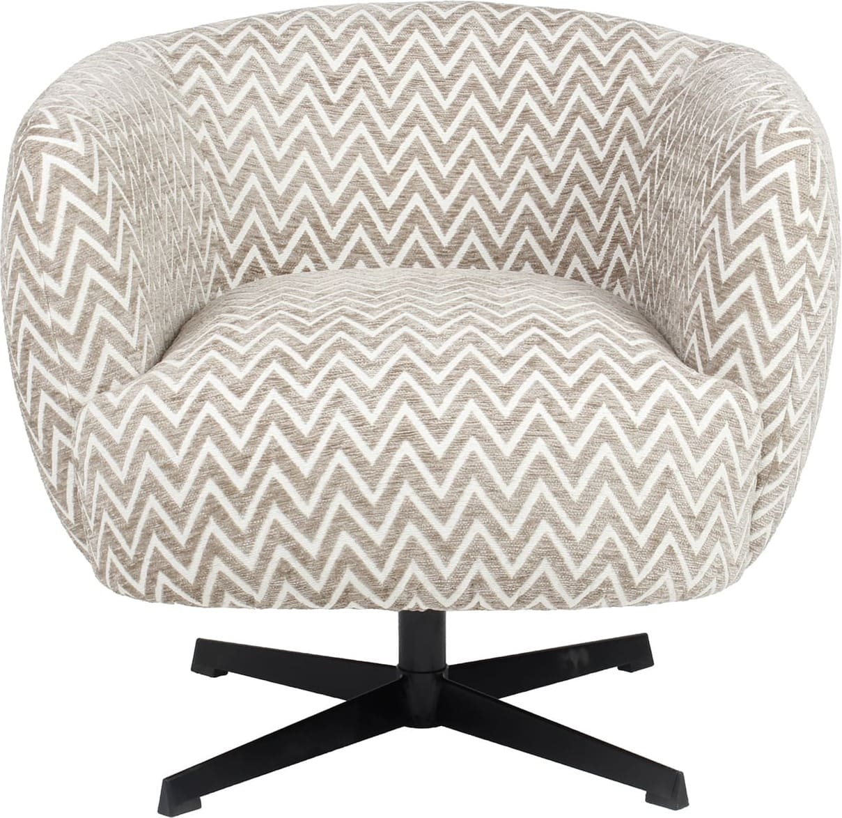 Richmond Interiors Lounge stoel Estelle sand chevron swivel Beige Eetkamerstoel