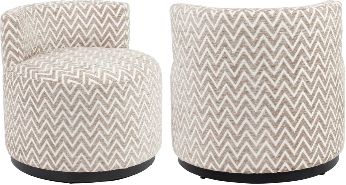 Richmond Interiors Lounge stoel Franny sand chevron Beige Eetkamerstoel