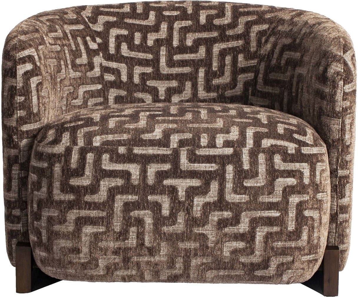 Richmond Interiors Lounge stoel Hannah brown labyrinth fire retardant Bruin Eetkamerstoel