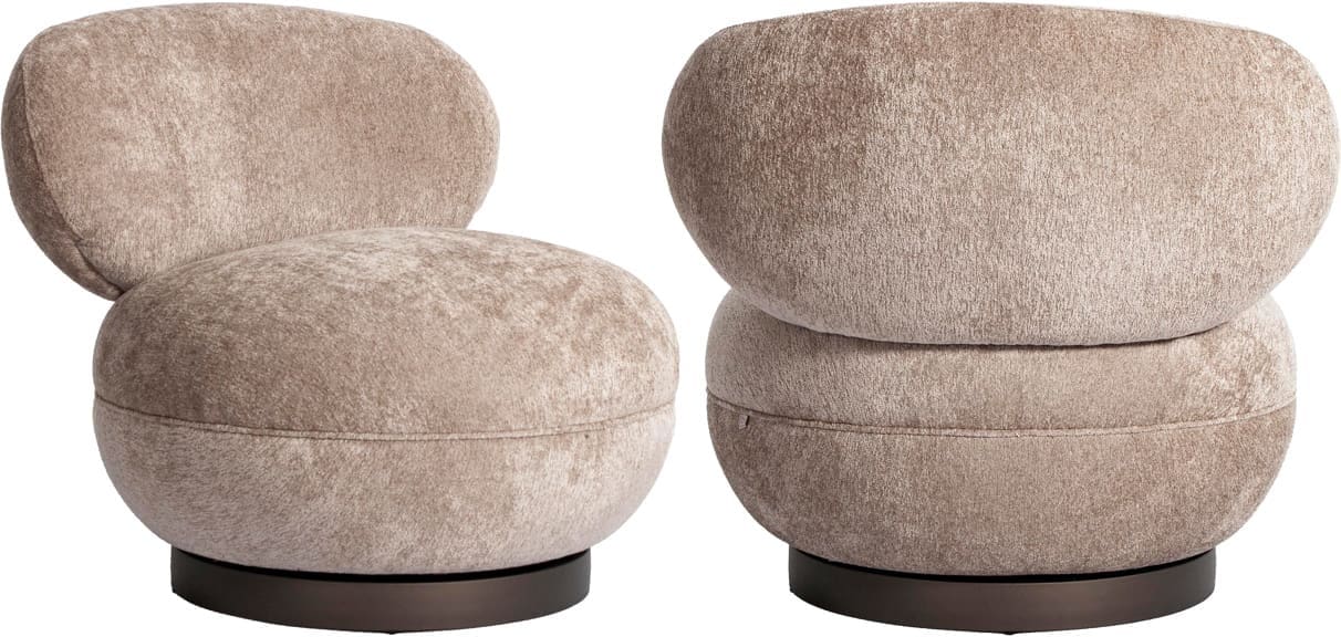 Richmond Interiors Lounge stoel Jace be easy sand swivel fire retardant Beige Eetkamerstoel