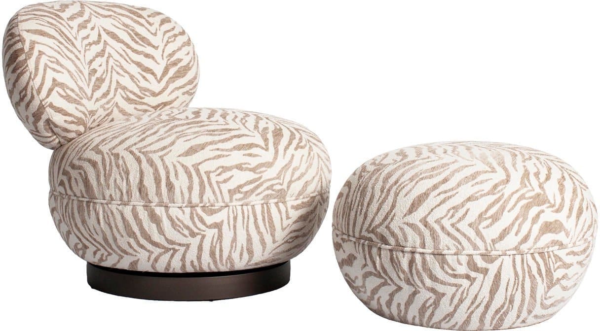 Richmond Interiors Lounge stoel Jace beige tiger swivel Beige Eetkamerstoel