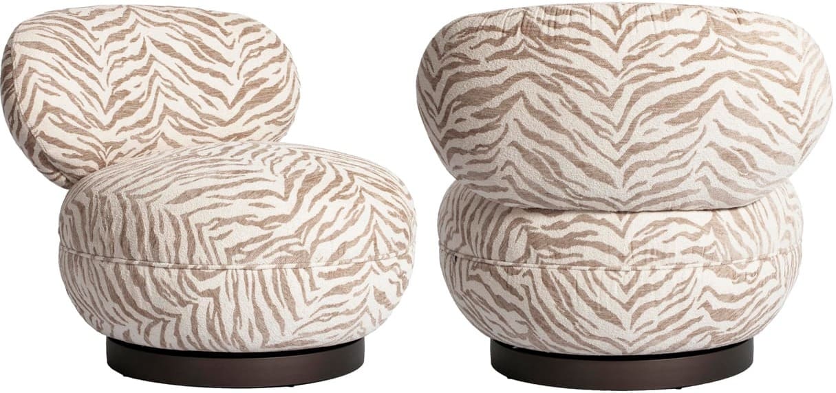 Richmond Interiors Lounge stoel Jace beige tiger swivel Beige Eetkamerstoel
