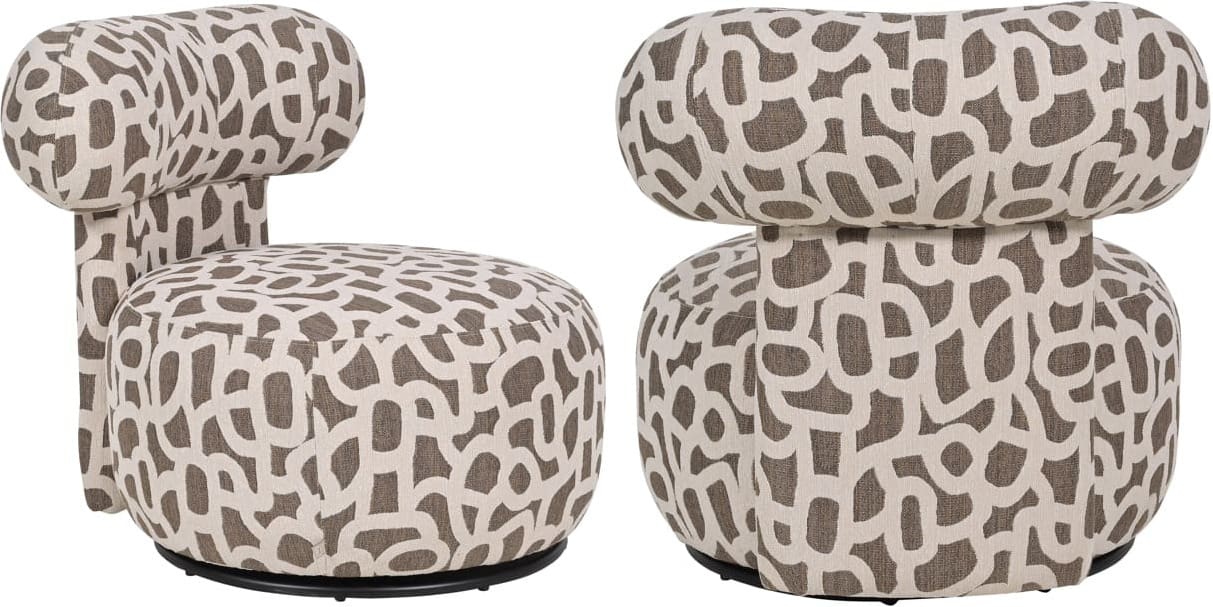 Richmond Interiors Lounge stoel Kaya weave brown Bruin Eetkamerstoel