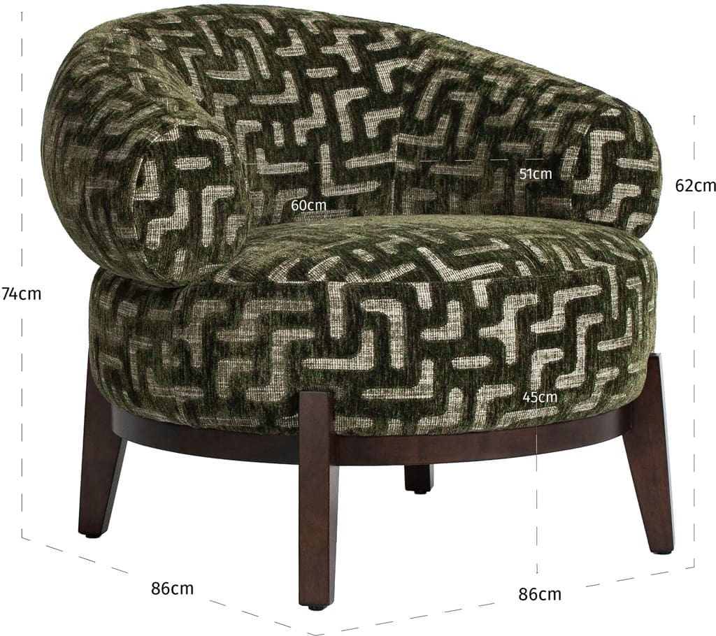Richmond Interiors Lounge stoel Montana moss labyrinth Eetkamerstoel