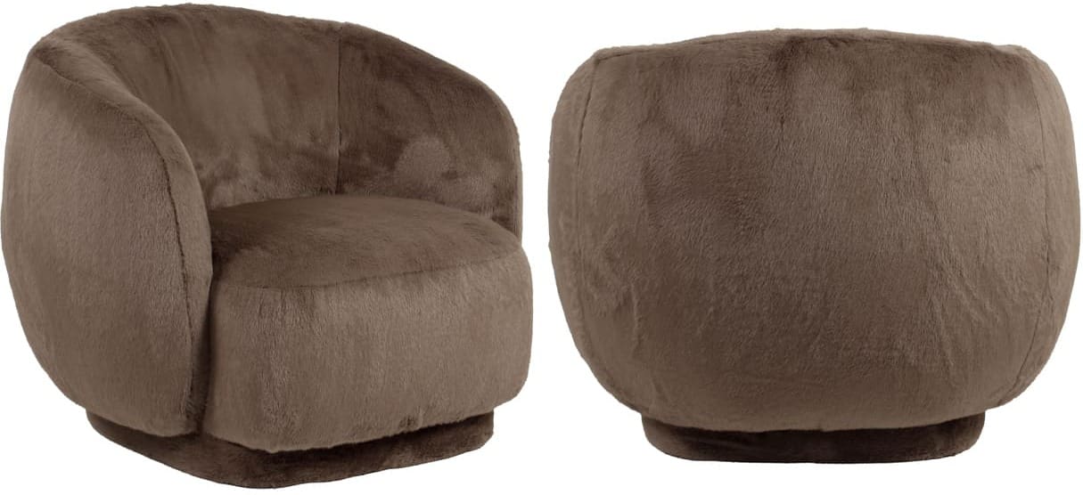 Richmond Interiors Lounge stoel Negreslo brown fluffy Bruin Eetkamerstoel