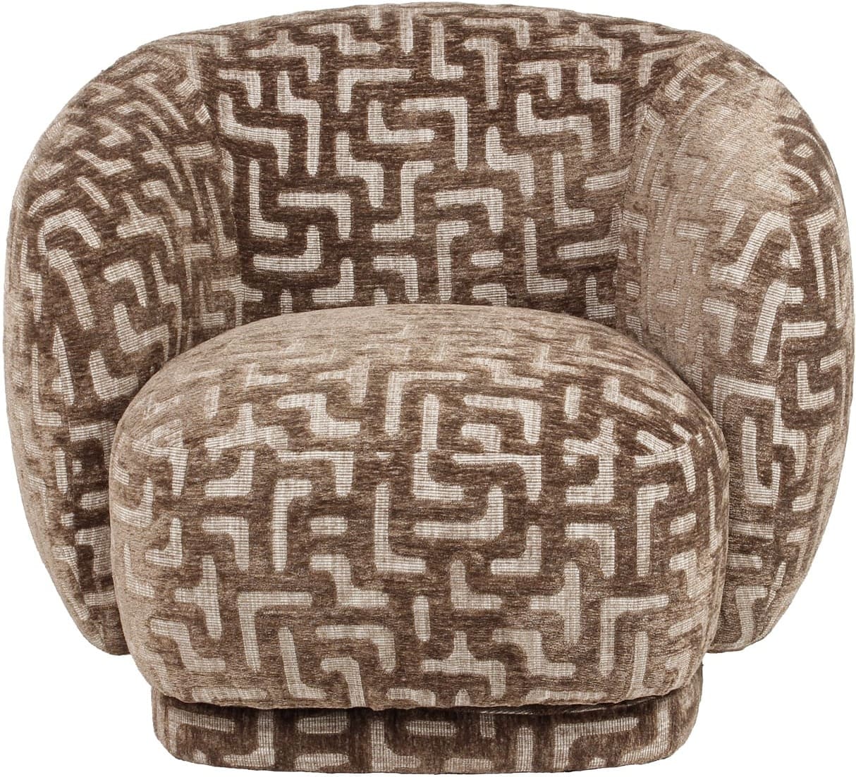Richmond Interiors Lounge stoel Negreslo brown labyrinth Bruin Eetkamerstoel