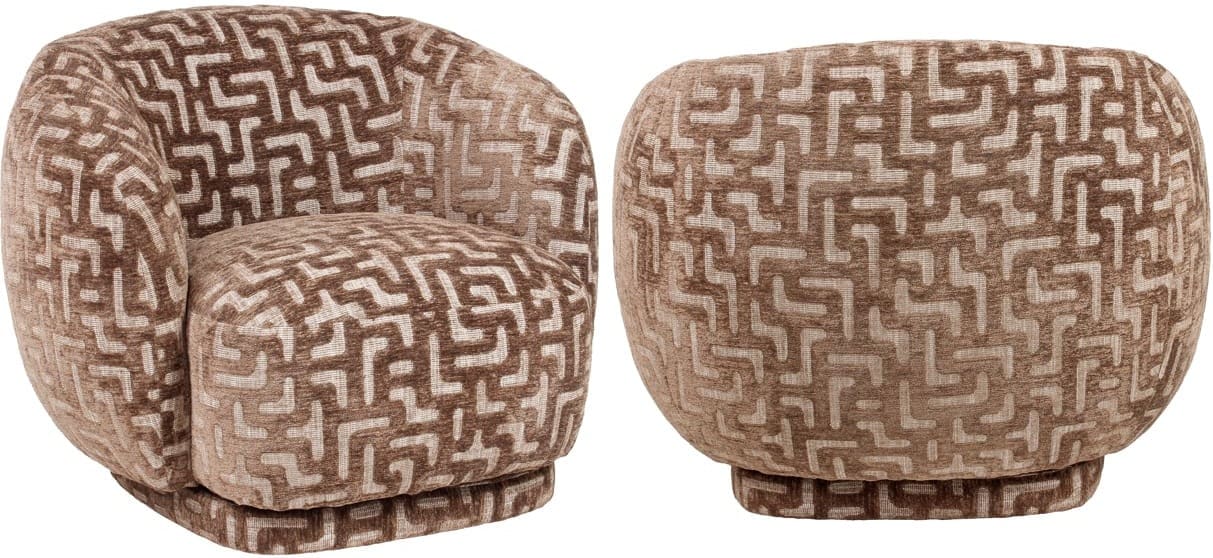 Richmond Interiors Lounge stoel Negreslo brown labyrinth Bruin Eetkamerstoel