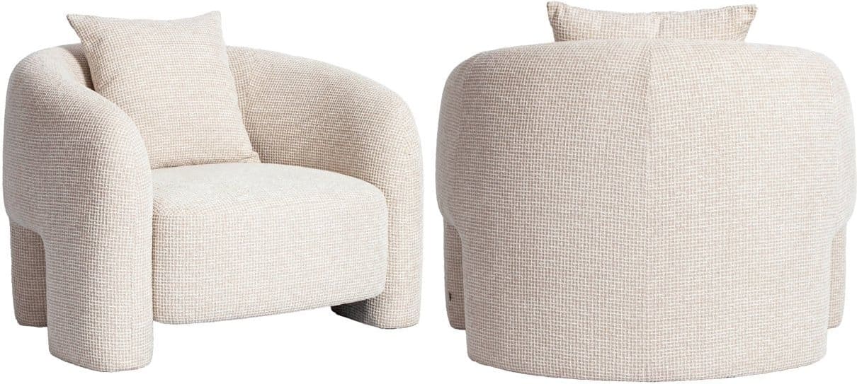 Richmond Interiors Lounge stoel Tuscany beige blockweave Beige Eetkamerstoel