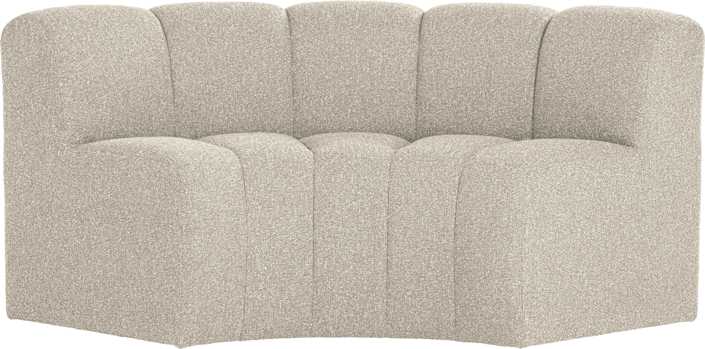 WOOOD Mojo eetbank halfronde hoek rugleuning boucle beige Beige Eetkamerbank