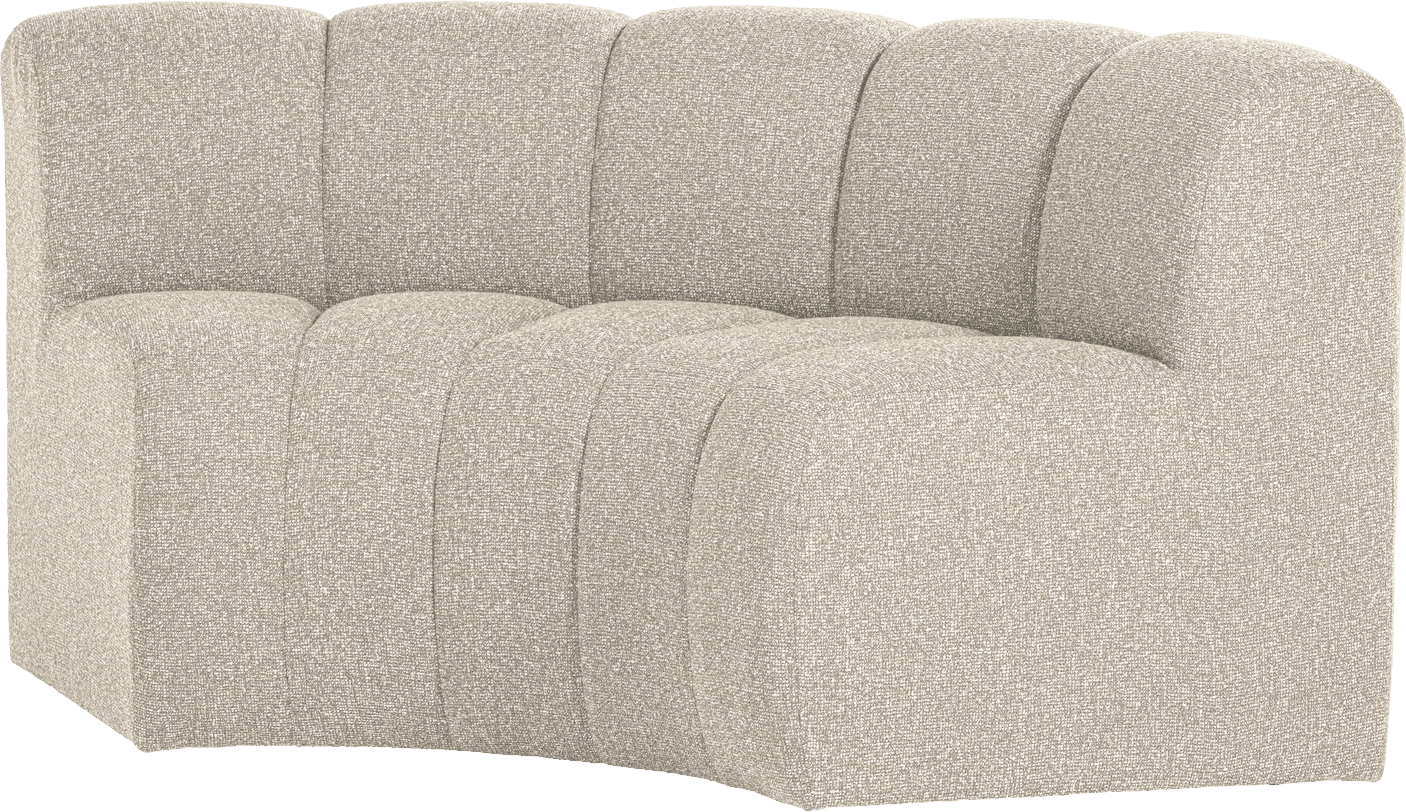 WOOOD Mojo eetbank halfronde hoek rugleuning boucle beige Beige Eetkamerbank
