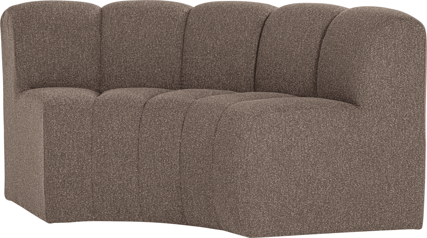 WOOOD Mojo eetbank halfronde hoek rugleuning boucle bruin Bruin Eetkamerbank
