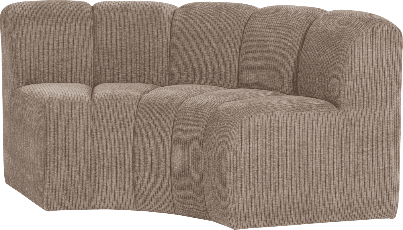 WOOOD Mojo eetbank halfronde hoek rugleuning rib donkerzand Bruin|Beige Eetkamerbank