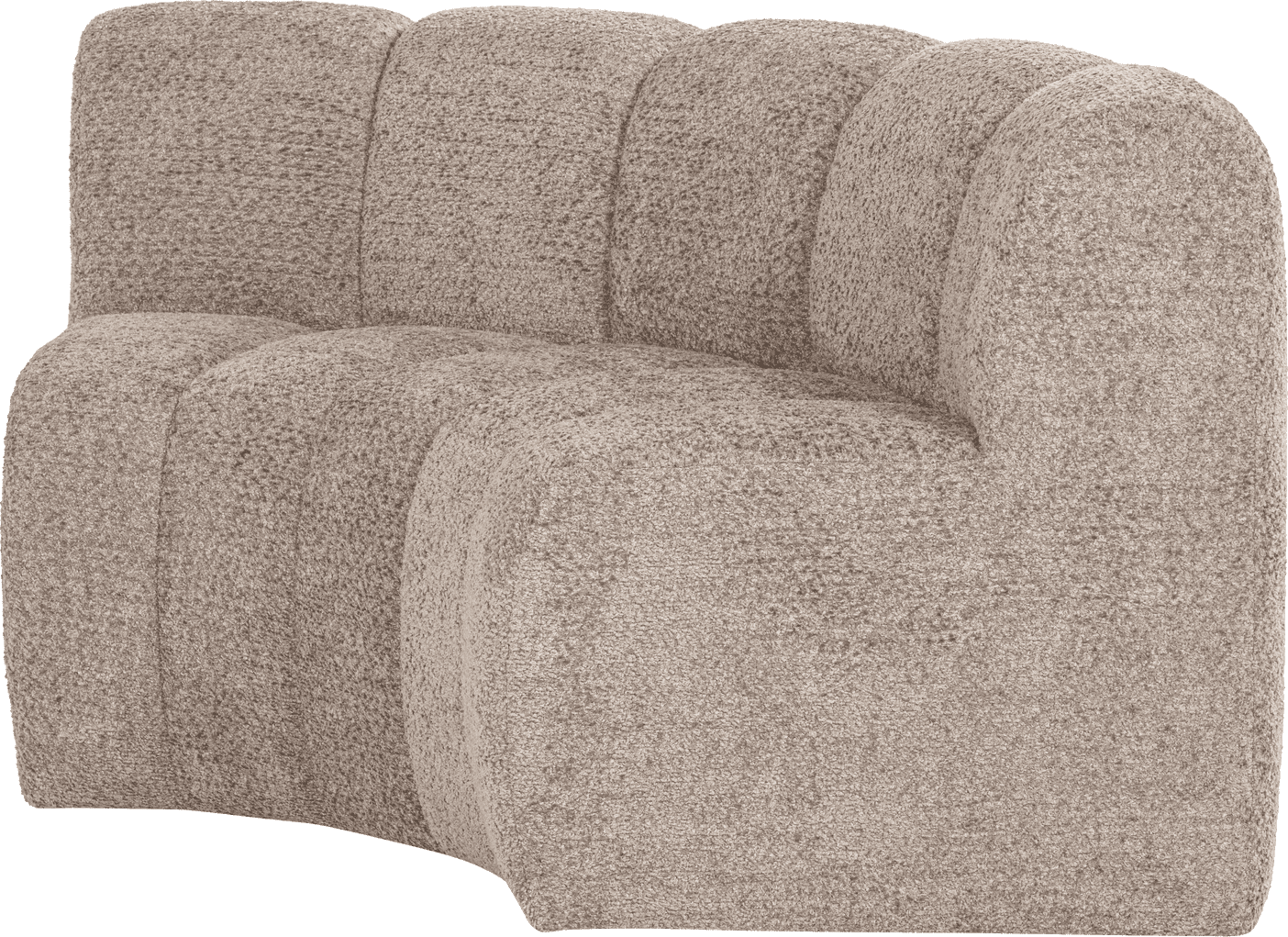 WOOOD Mojo eetbank halfronde hoek rugleuning wollig d.zand Bruin|Beige Eetkamerbank