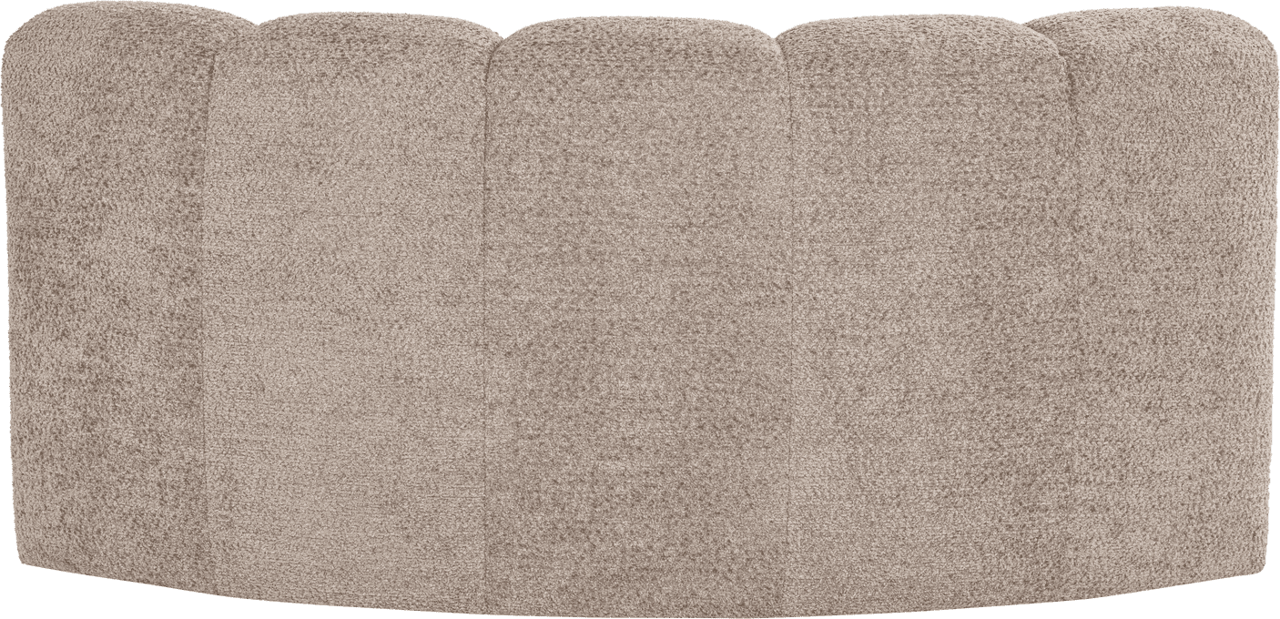 WOOOD Mojo eetbank halfronde hoek rugleuning wollig d.zand Bruin|Beige Eetkamerbank