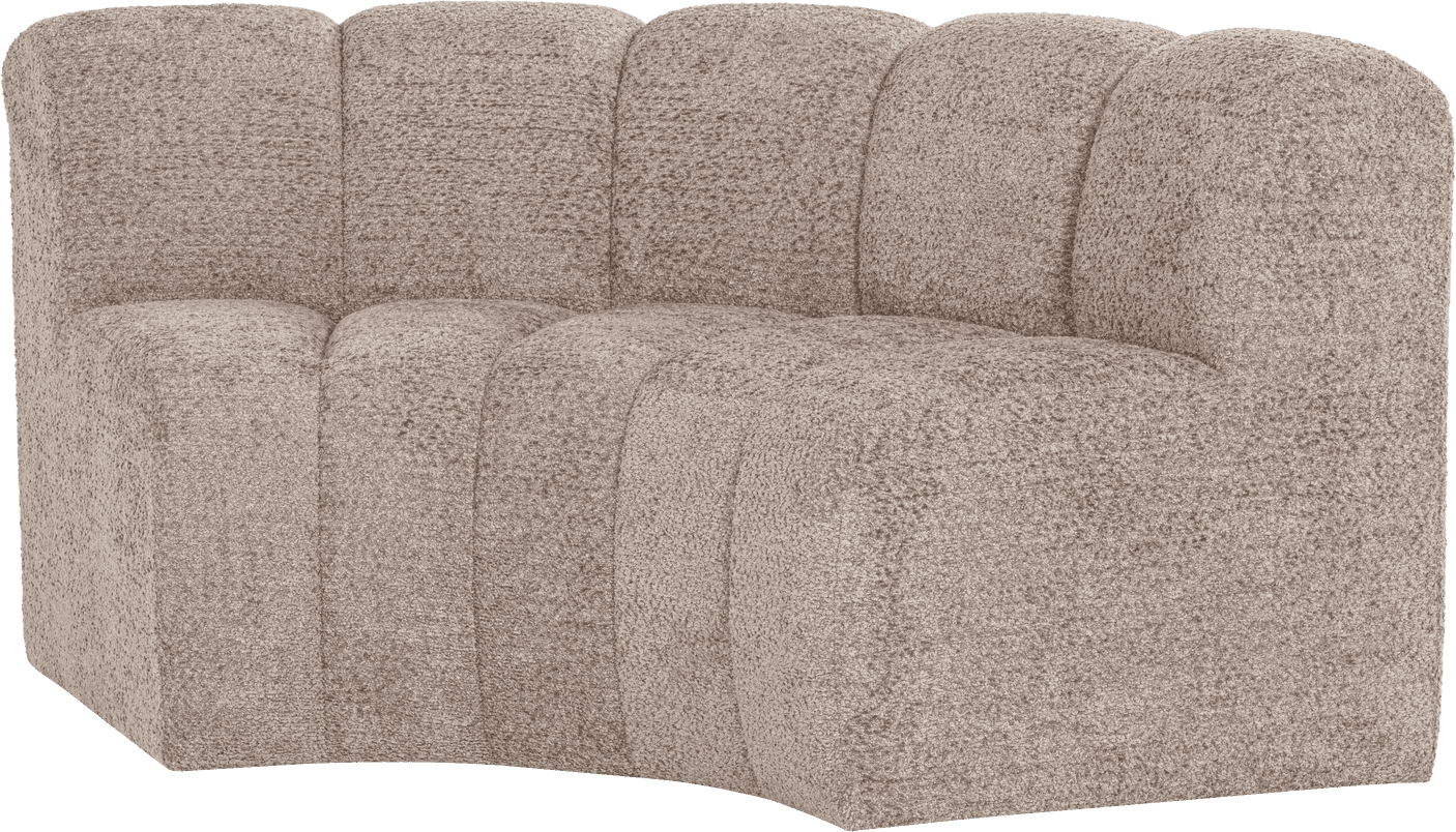 WOOOD Mojo eetbank halfronde hoek rugleuning wollig d.zand Bruin|Beige Eetkamerbank