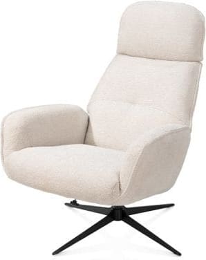 Xooon Bobbian relaxfauteuil met draaifunctie stof sevilla creme frame zwart metaal Beige|Wit Fauteuil
