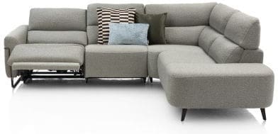 Xooon Creazzo 3.5-zitsbank arm links electrisch 2 motoren +design frame +hoek +ottomane small rechts-stof clo Groen Bank