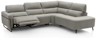 Xooon Creazzo 3.5-zitsbank arm links electrisch 2 motoren +design frame +hoek +ottomane small rechts-stof clo Groen Bank