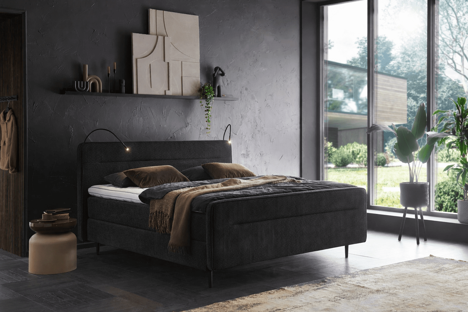 Boxspring Cannes - 180x210cm - elektro - graphite