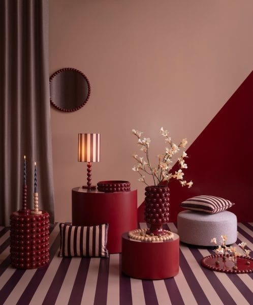 COCO maison Dots dienblad d40cm - roze Roze Dienblad