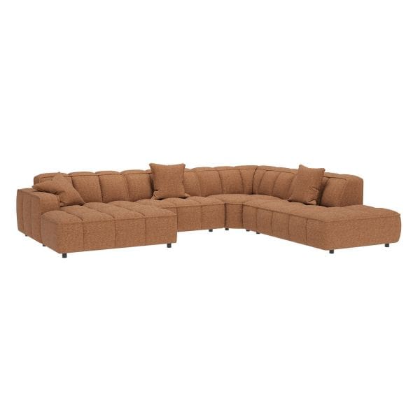Henders & Hazel Amalfi longchair links - hoek - ottomane rechts - stof valencia koraal Bank