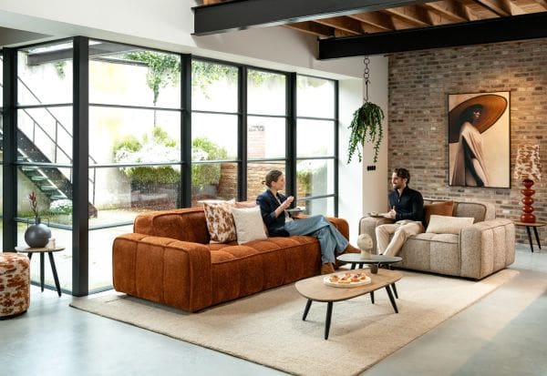 Henders & Hazel Amalfi longchair links - hoek - ottomane rechts - stof valencia koraal Bank