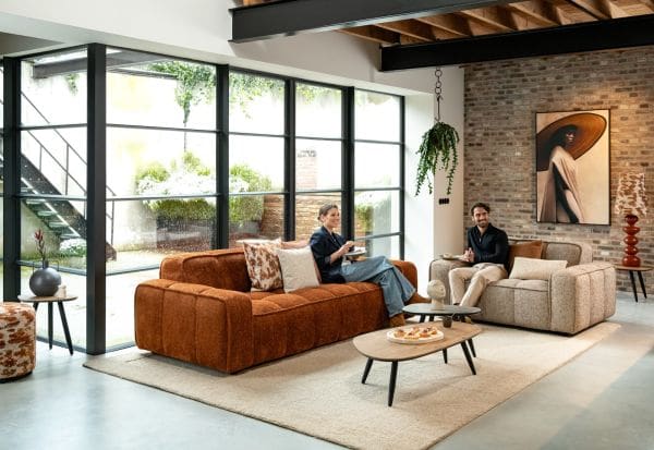 Henders & Hazel Amalfi longchair links - hoek - ottomane rechts - stof valencia koraal Bank