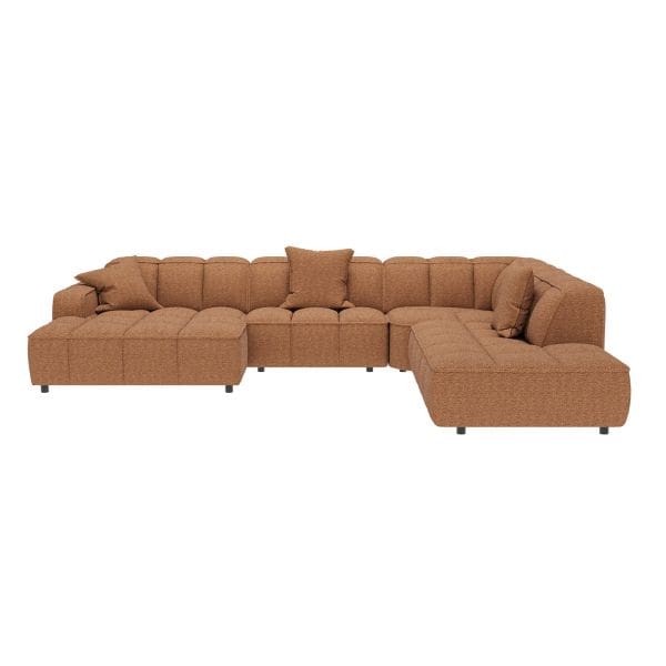 Henders & Hazel Amalfi longchair links - hoek - ottomane rechts - stof valencia koraal  Bank