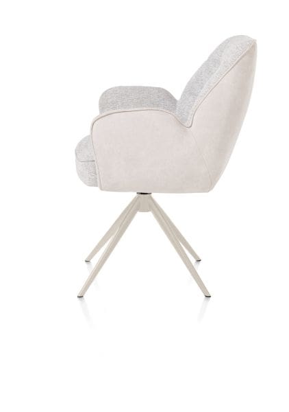 Henders & Hazel Bell armstoel - creme frame - draaibaar - pocket - combi calabria/vada - kiezel Grijs|Wit Armstoel