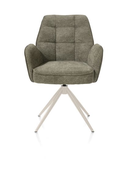 Henders & Hazel Bell armstoel - creme frame - draaibaar - pocket - combi calabria/vada - mosgroen Armstoel