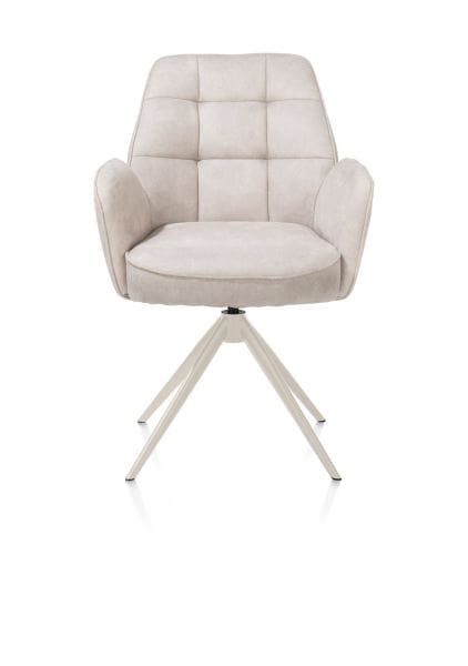 Henders & Hazel Bell armstoel - creme frame - draaibaar - pocket - stof calabria - kiezel Grijs|Wit Armstoel