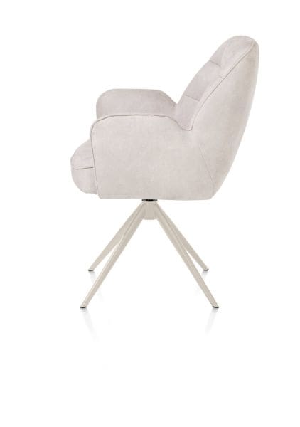 Henders & Hazel Bell armstoel - creme frame - draaibaar - pocket - stof calabria - kiezel Grijs|Wit Armstoel