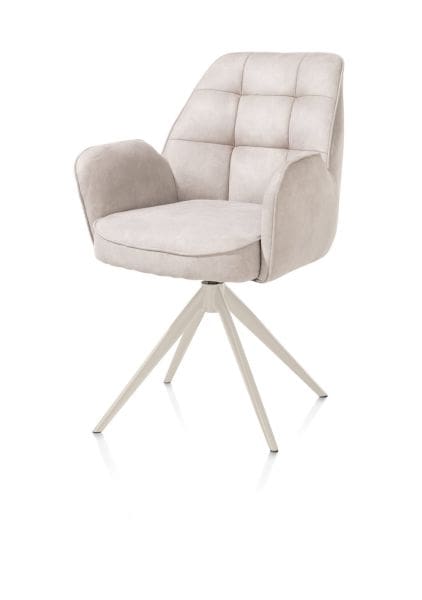 Henders & Hazel Bell armstoel - creme frame - draaibaar - pocket - stof calabria - kiezel Grijs|Wit Armstoel