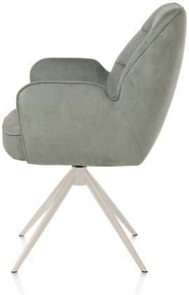 Henders & Hazel Bell armstoel - creme frame - draaibaar - pocket - stof calabria - olijf Groen Armstoel