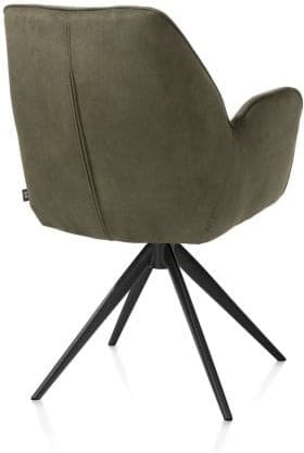 Henders & Hazel Bell armstoel - rough off black frame - draaibaar - pocket - combi calabria/vada - mosgroen Armstoel