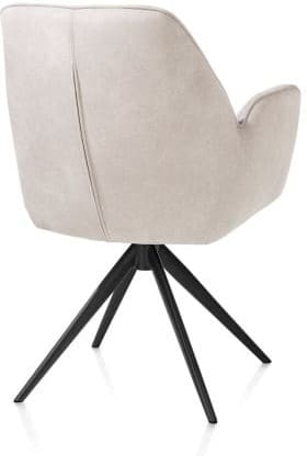 Henders & Hazel Bell armstoel - rough off black frame - draaibaar - pocket - stof calabria - kiezel Grijs|Wit Armstoel