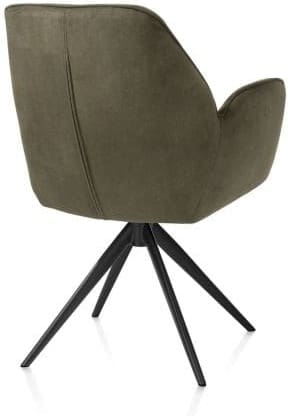 Henders & Hazel Bell armstoel - rough off black frame - draaibaar - pocket - stof calabria - mosgroen Armstoel
