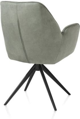 Henders & Hazel Bell armstoel - rough off black frame - draaibaar - pocket - stof calabria - olijf Groen Armstoel