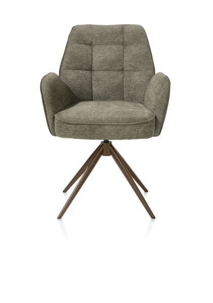 Henders & Hazel Bell armstoel - steelbrown frame - draaibaar - pocket - combi calabria/vada - mosgroen Armstoel