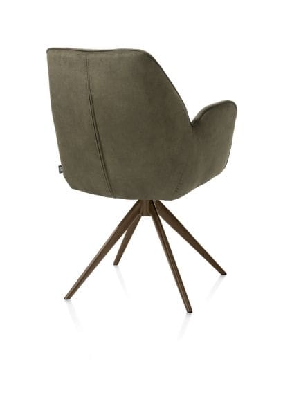 Henders & Hazel Bell armstoel - steelbrown frame - draaibaar - pocket - combi calabria/vada - mosgroen Armstoel