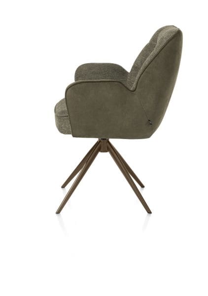 Henders & Hazel Bell armstoel - steelbrown frame - draaibaar - pocket - combi calabria/vada - mosgroen Armstoel