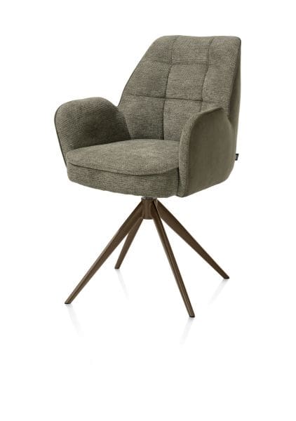 Henders & Hazel Bell armstoel - steelbrown frame - draaibaar - pocket - combi calabria/vada - mosgroen Armstoel