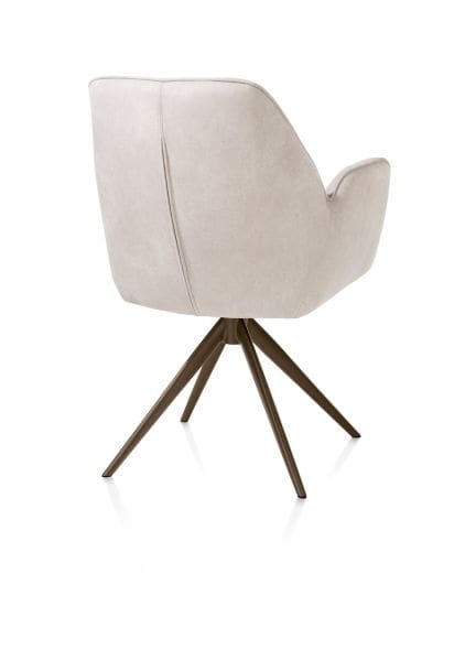 Henders & Hazel Bell armstoel - steelbrown frame - draaibaar - pocket - stof calabria - kiezel Grijs|Wit Armstoel