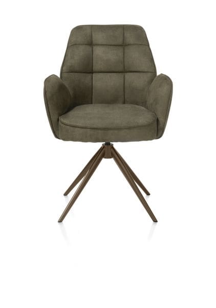 Henders & Hazel Bell armstoel - steelbrown frame - draaibaar - pocket - stof calabria - mosgroen Armstoel