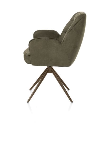 Henders & Hazel Bell armstoel - steelbrown frame - draaibaar - pocket - stof calabria - mosgroen Armstoel