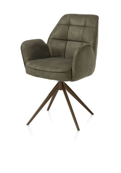 Henders & Hazel Bell armstoel - steelbrown frame - draaibaar - pocket - stof calabria - mosgroen  Armstoel