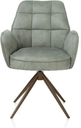 Henders & Hazel Bell armstoel - steelbrown frame - draaibaar - pocket - stof calabria - olijf Groen Armstoel
