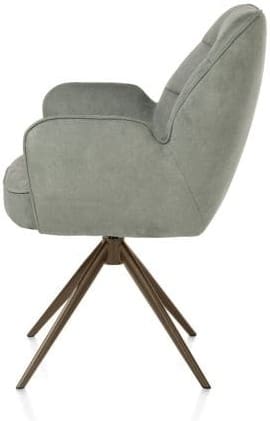 Henders & Hazel Bell armstoel - steelbrown frame - draaibaar - pocket - stof calabria - olijf Groen Armstoel